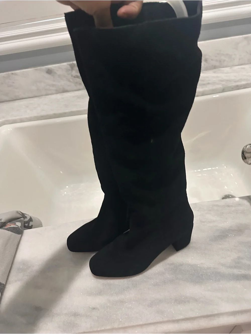 Splendid Black Over-The-Knee Suede-Look Boots